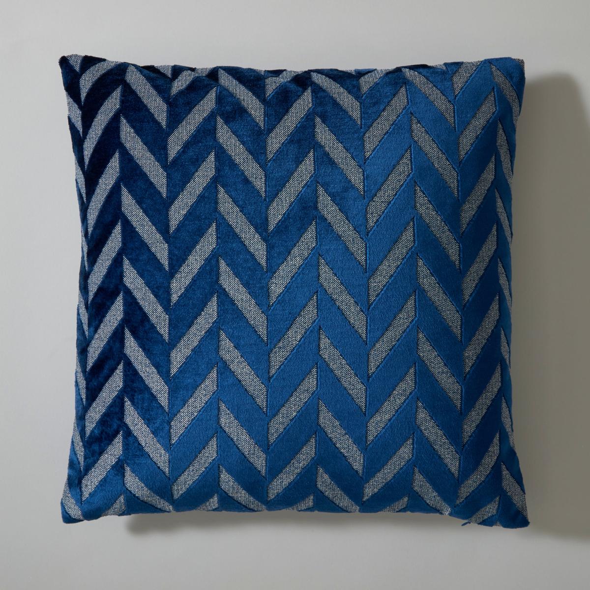 Cut Velvet Chevron Cushion Cover Navy – image 3