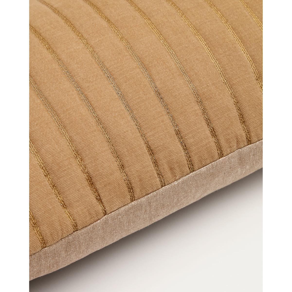 Merry brown cushion cover 100% cotton velvet with gold lurex stitching detail 30 x 50 cm – image 3