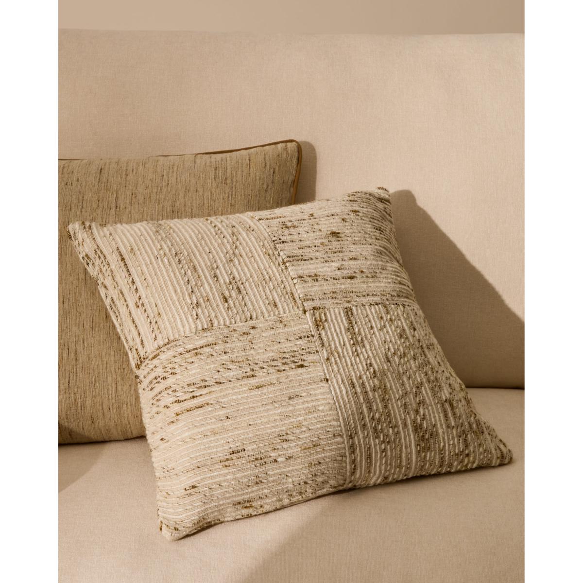 Anuba beige and green checked jacquard cushion cover 45 x 45cm – image 2