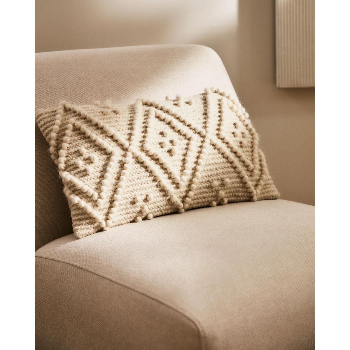 Vianney cushion cover, 100% beige cotton, 30 x 50 cm – image 2