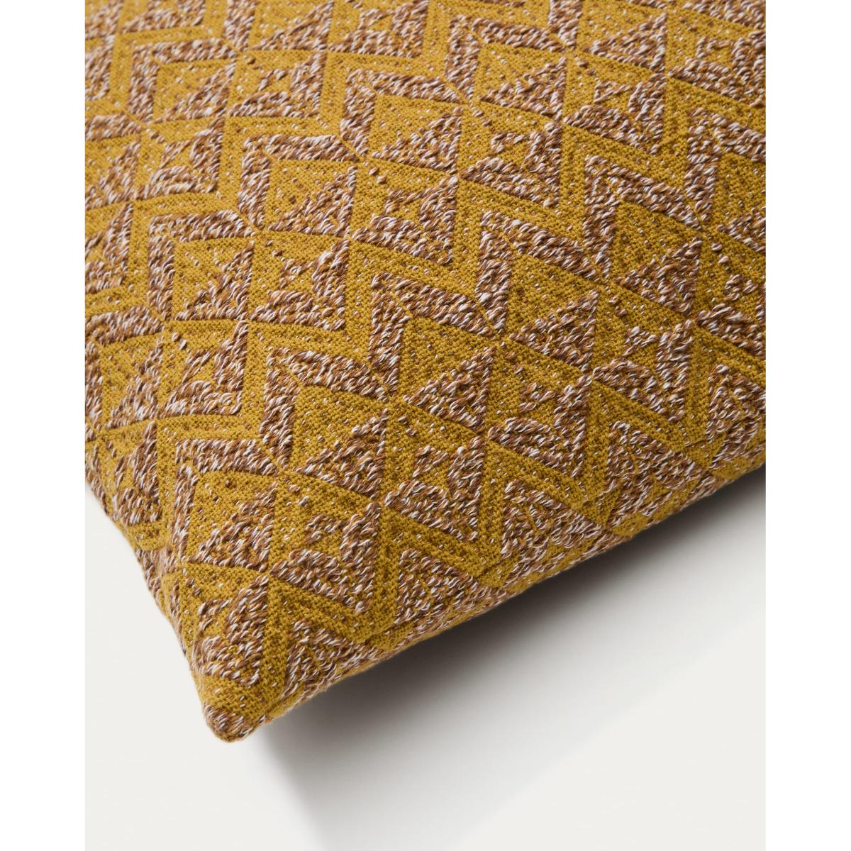 Magi mustard-coloured, jacquard cushion cover, 45 x 45 cm – image 2