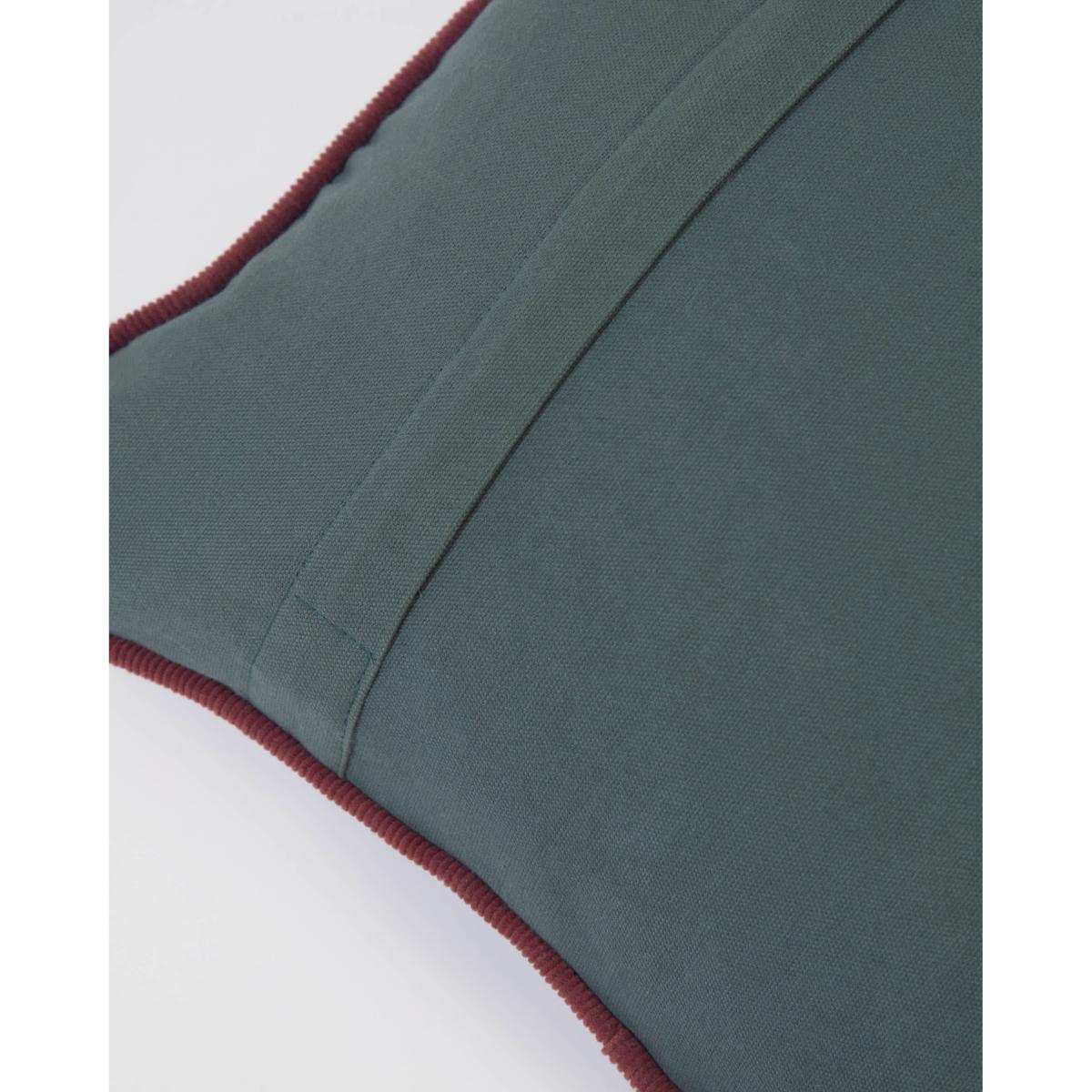 Kelaia 100% cotton cushion cover in green cord with orange border, 45 x 45 cm – image 5