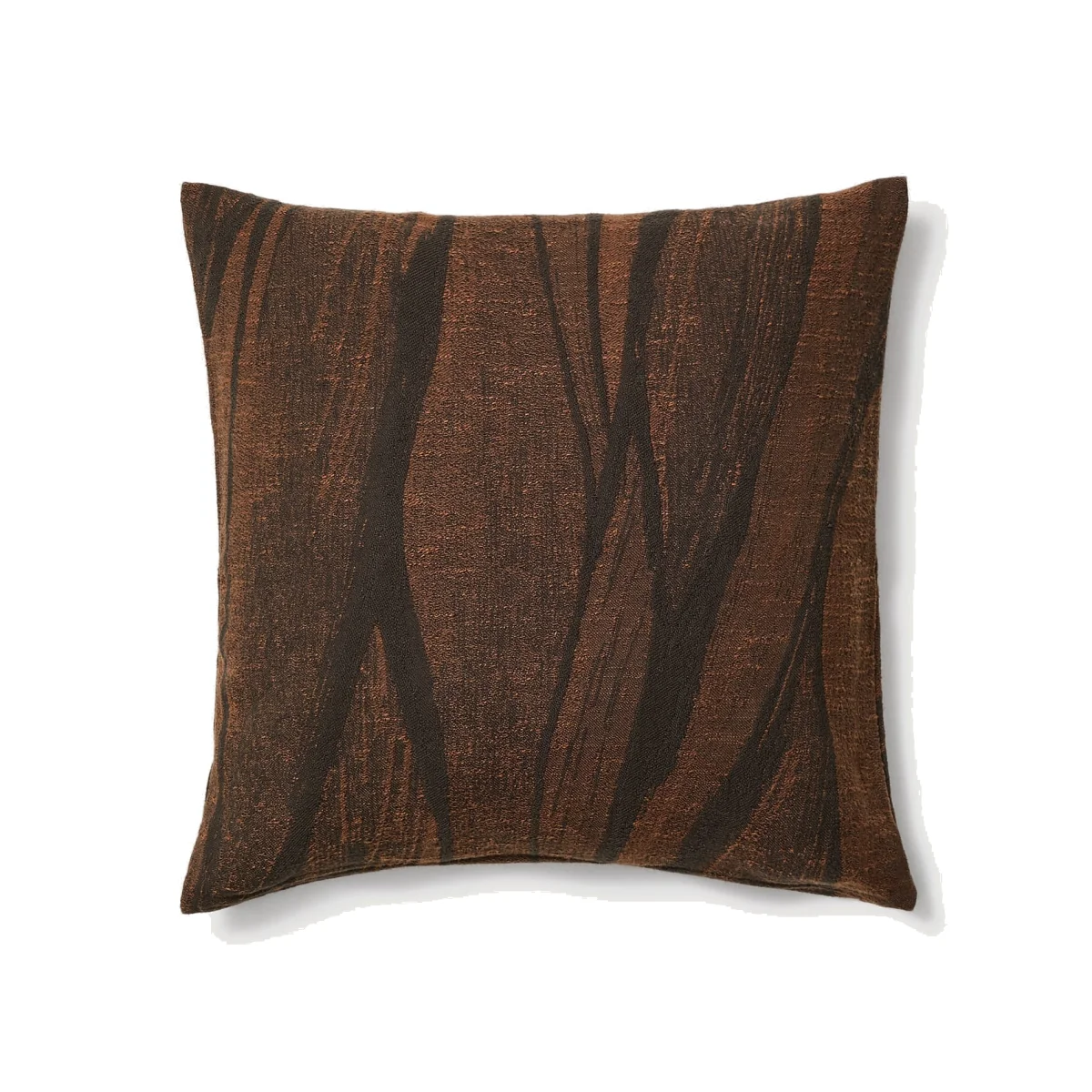 Frilo cushion cover in brown cotton and linen jacquard 50 x 50 cm – image 1