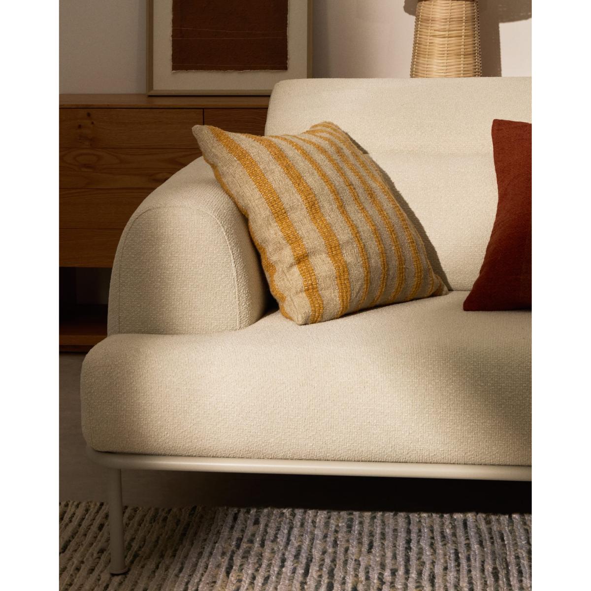 Naila mustard contrasting stripe cushion cover in acrylic fibres 50 x 50cm – image 2