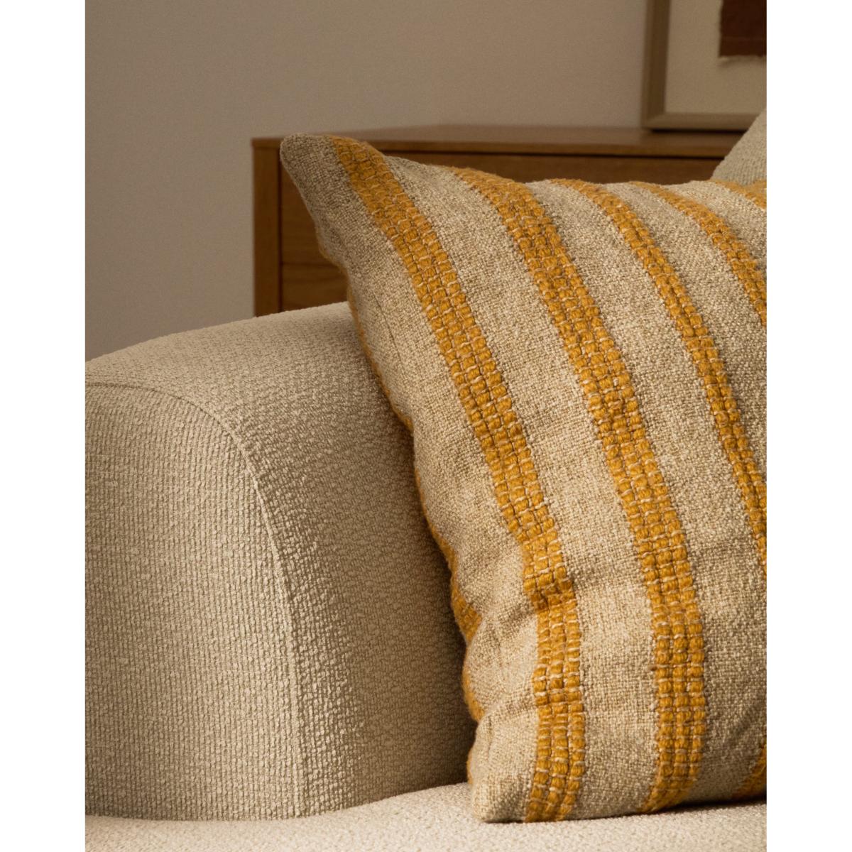 Naila mustard contrasting stripe cushion cover in acrylic fibres 50 x 50cm – image 4