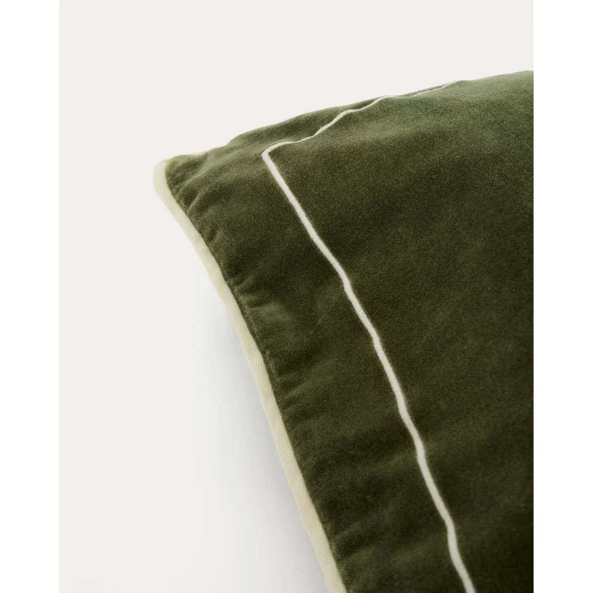 Tivani green embroidered velvet cushion cover with contrasting trim 45 x 45cm – image 3