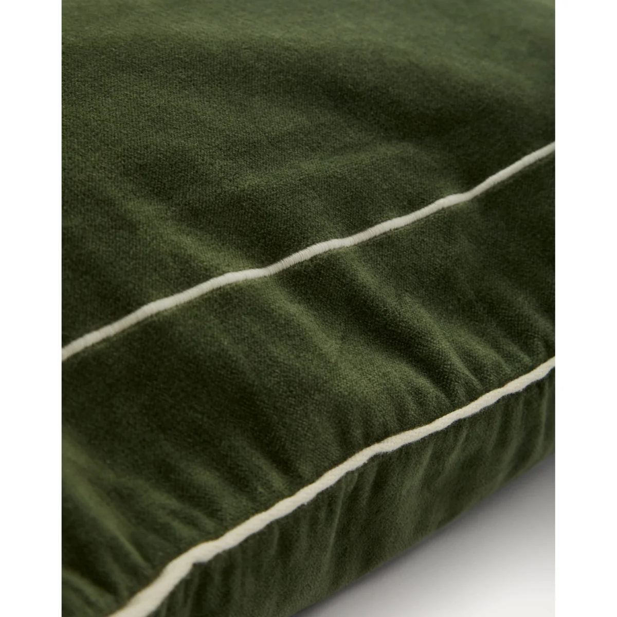 Tivani green embroidered velvet cushion cover with contrasting trim 45 x 45cm – image 5