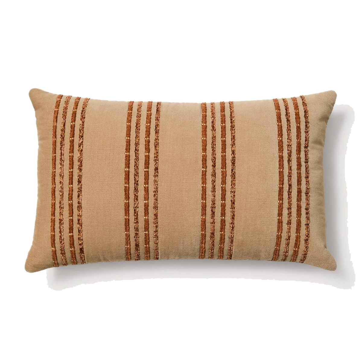Amela cushion cover in velvet with beige embroidered stripe 50 x 30 cm – image 1