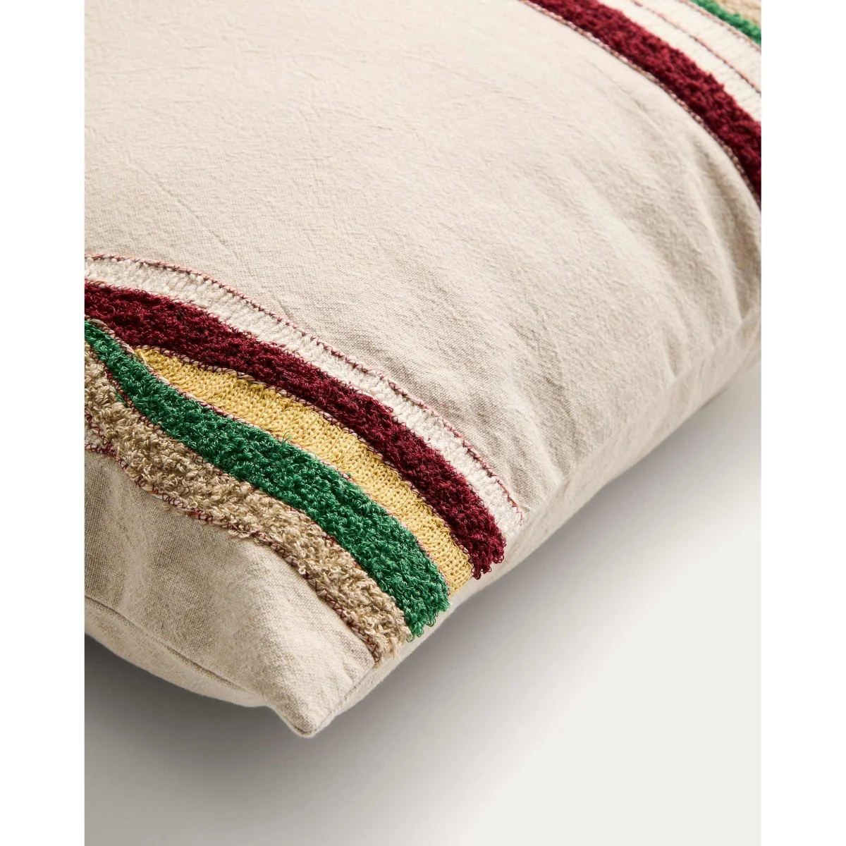 Sirea cotton linen cushion cover with multicoloured embroidery detail 50 x 50cm – image 2