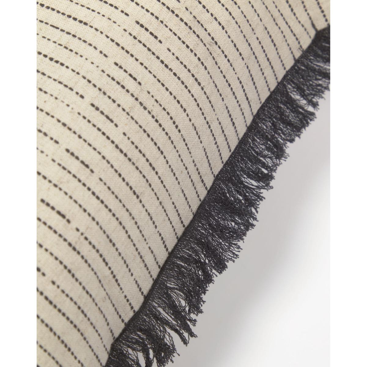 Brigida cotton and linen cushion cover in beige and black 45 x 45 cm – image 2