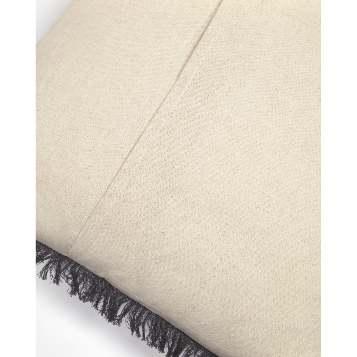Brigida cotton and linen cushion cover in beige and black 45 x 45 cm – image 3