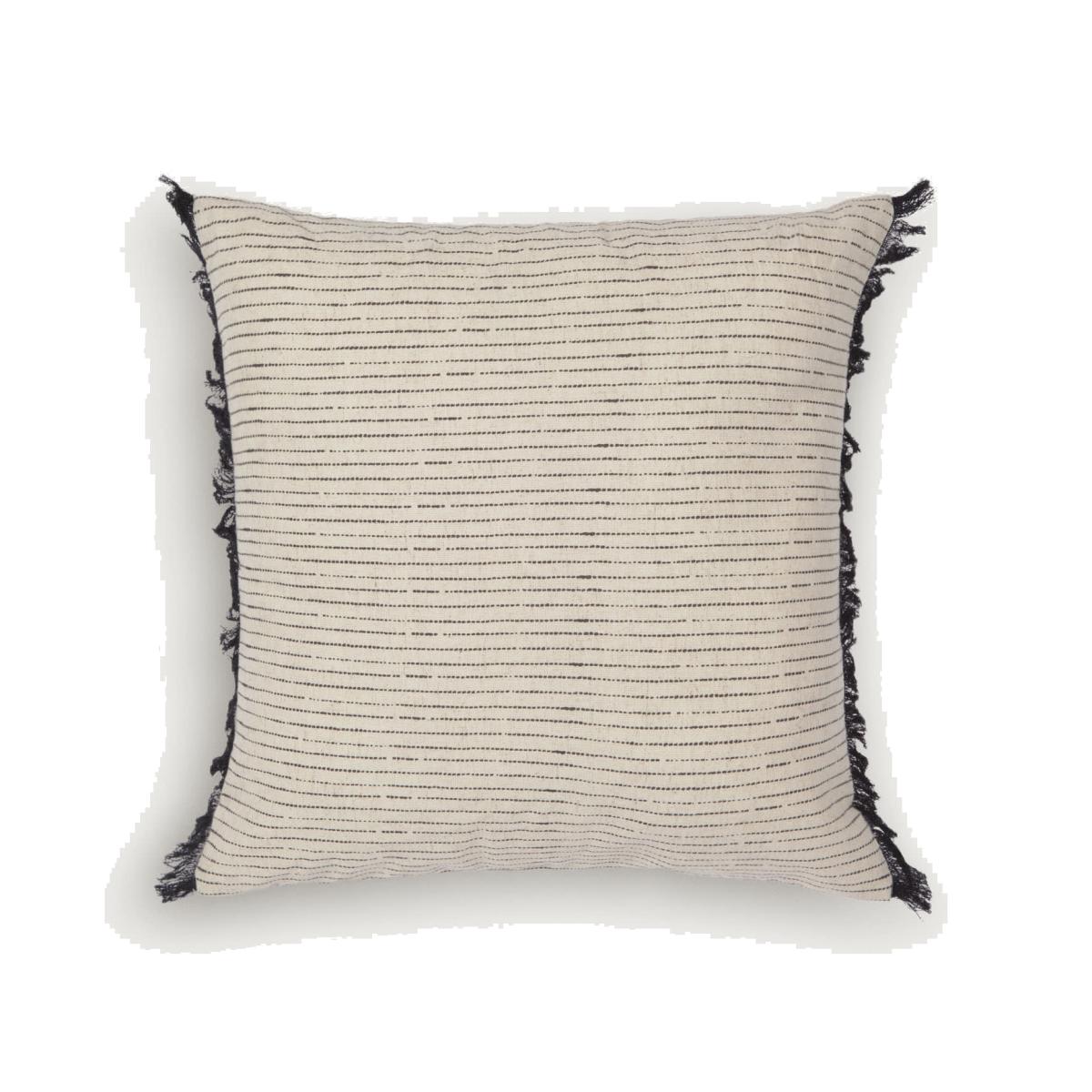 Brigida cotton and linen cushion cover in beige and black 45 x 45 cm – image 1