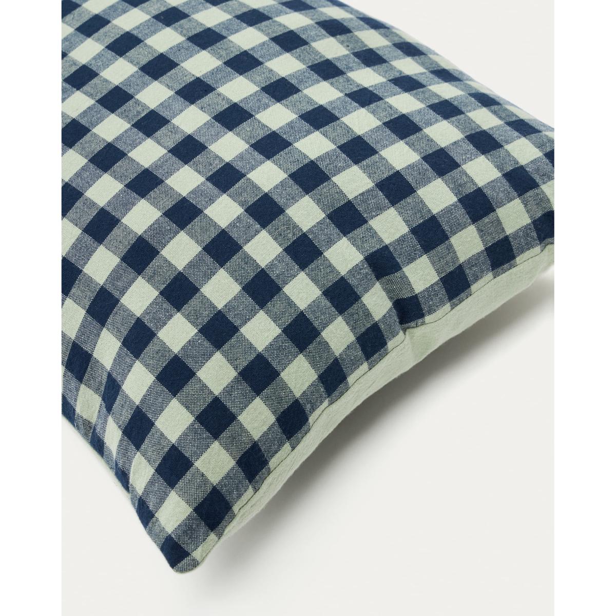 Yanil cushion cover 100% cotton green and blue squares 30 x 50 cm – image 3