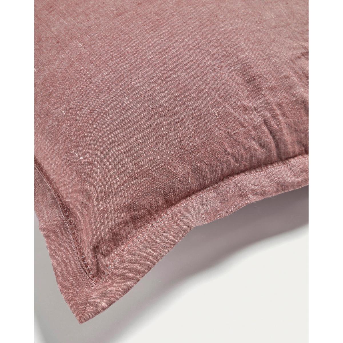 Rut cushion cover in maroon linen and cotton, 45 x 45 cm – image 3