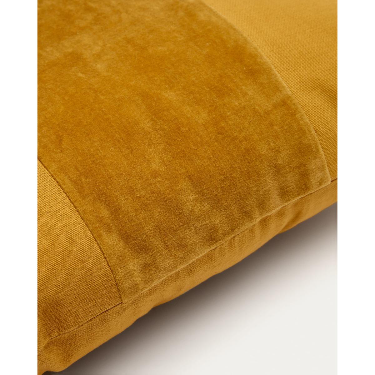 Zaira cushion cover 100% cotton and mustard velvet 45 x 45 cm – image 3