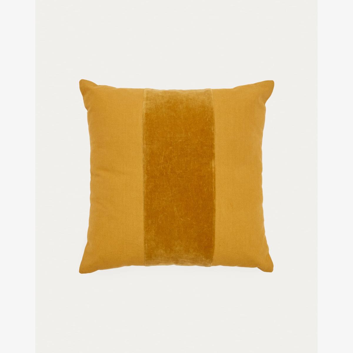 Zaira cushion cover 100% cotton and mustard velvet 45 x 45 cm – image 1