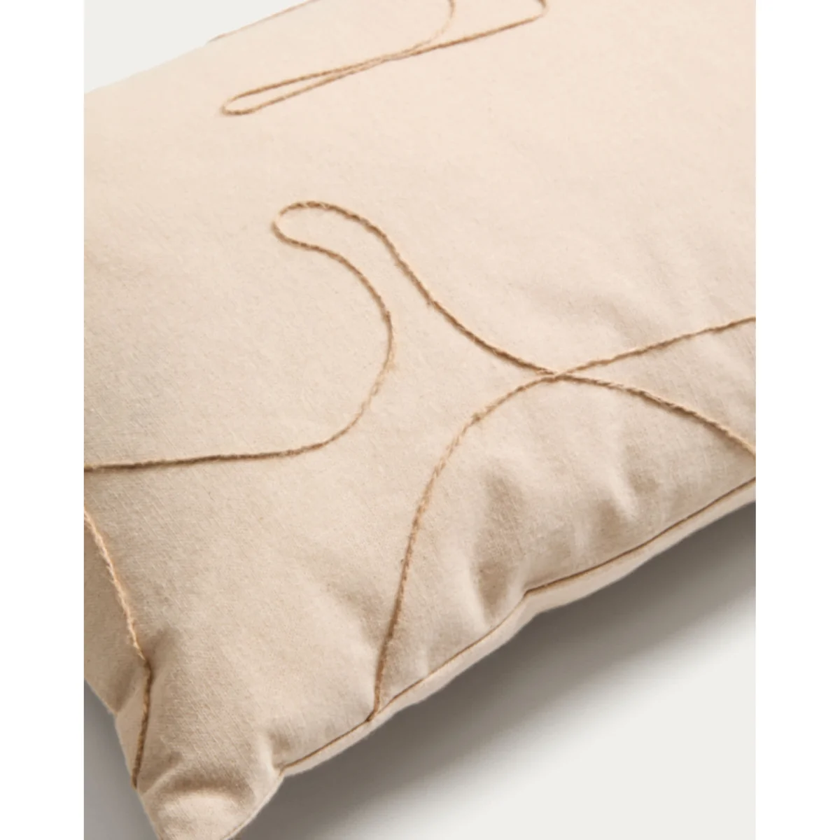 Dibel ecru cotton cushion cover with beige embroidery detail 30 x 50cm – image 3