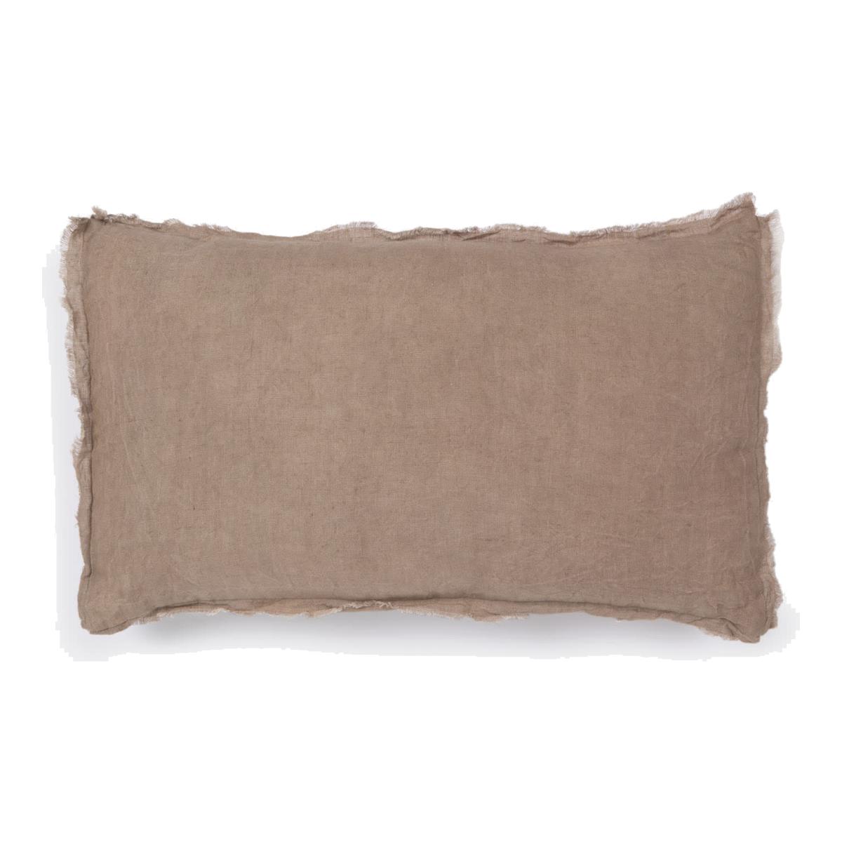 Draupadi cushion cover 100% linen in brown 30 x 50 cm – image 1