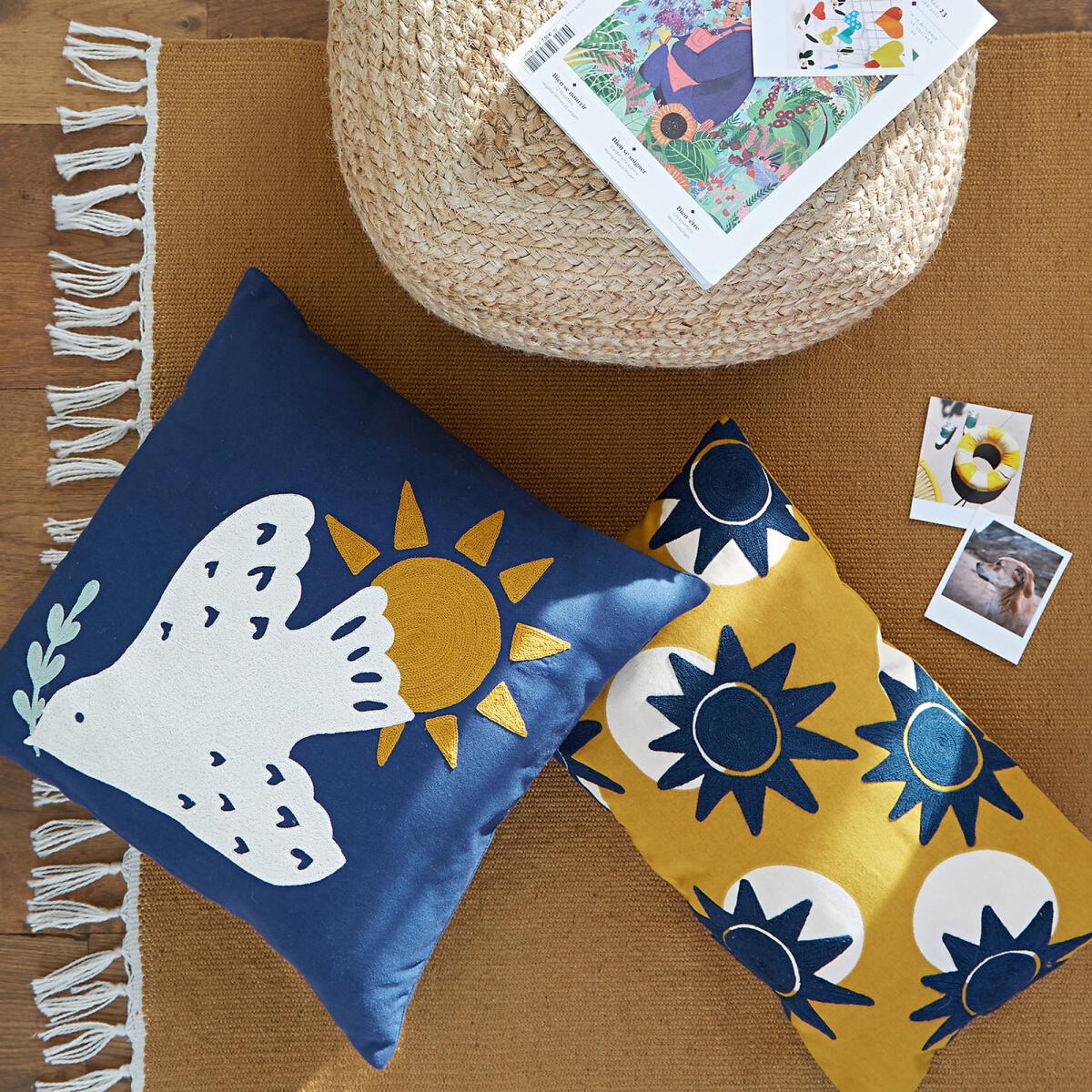 Azur Embroidered Dove 100% Cotton Square Cushion Cover – image 4