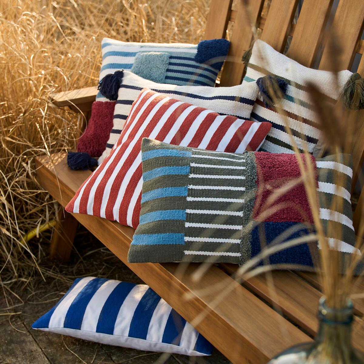 Gouarec Striped Tassel 100% Cotton Square Cushion Cover – image 4