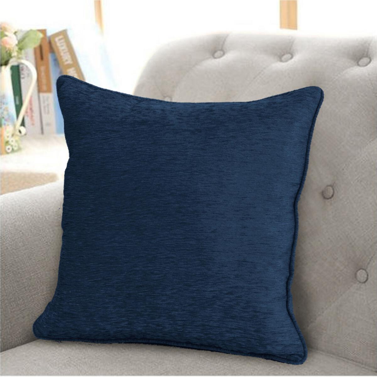 Chenille Navy Filled Cushion 44x44cm – image 2