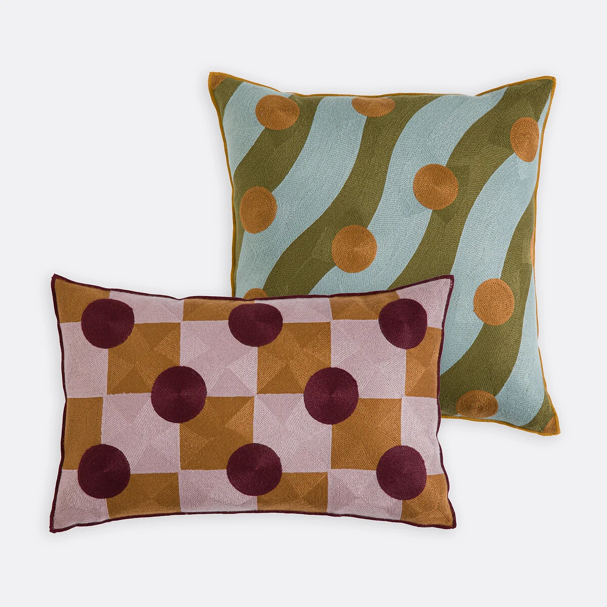 Touma Embroidered Linen/Cotton Square Cushion Cover 45x45cm – image 5