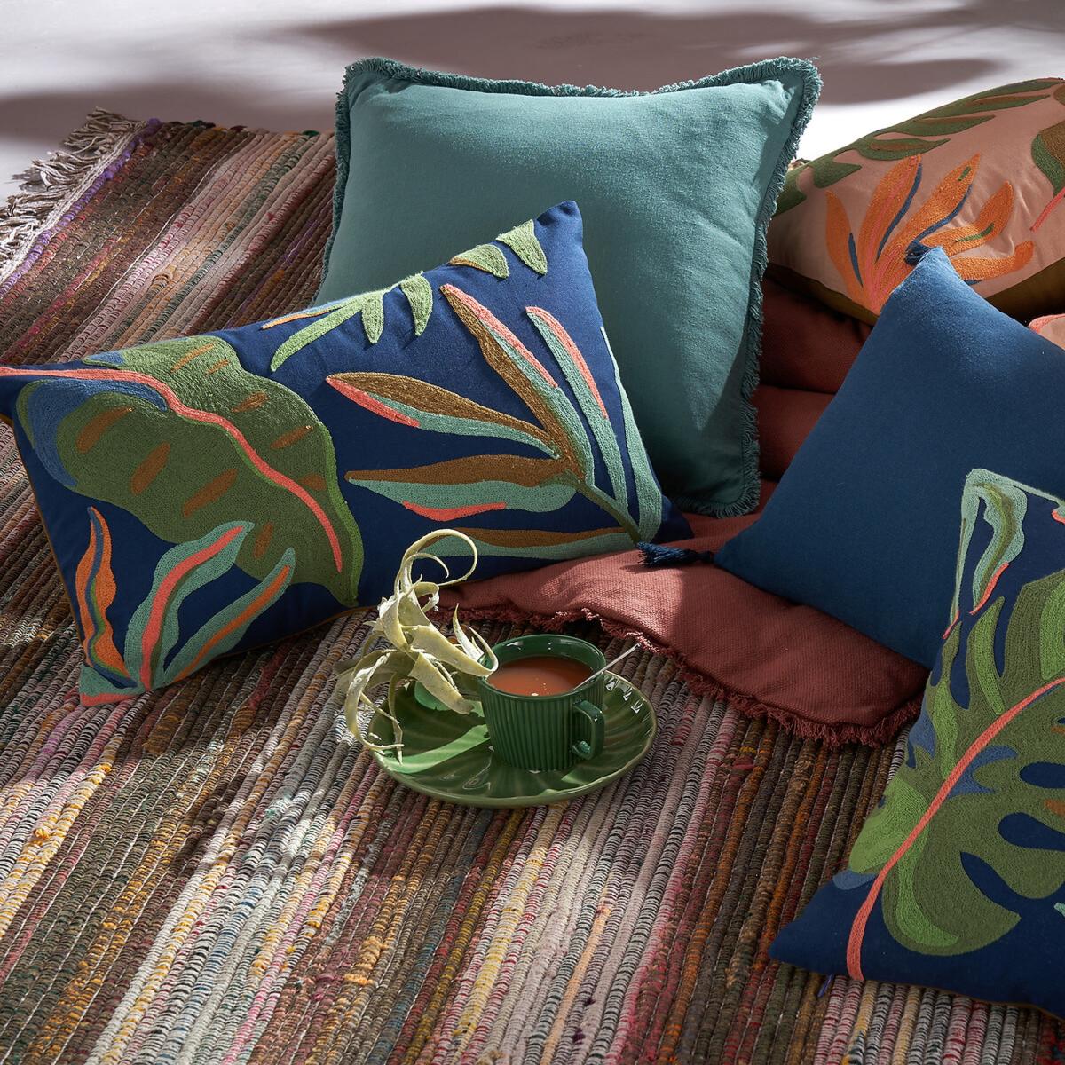 Joao Jungle Embroidered 100% Cotton Square Cushion Cover – image 5