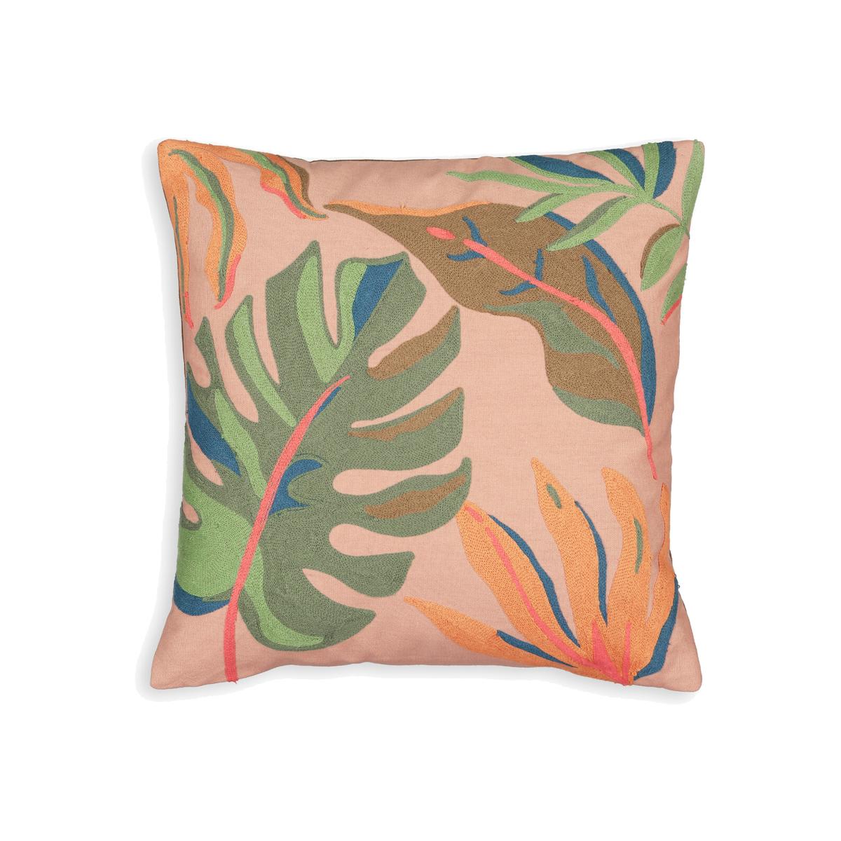 Joao Jungle Embroidered 100% Cotton Square Cushion Cover – image 1