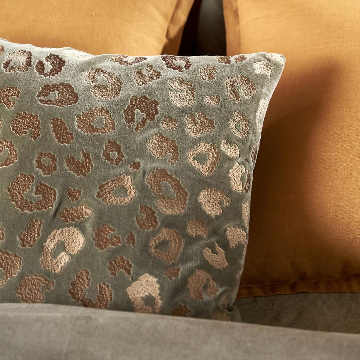 Thelma 45 x 45cm Embroidered Leopard Print 100% Cotton Cushion Cover – image 1