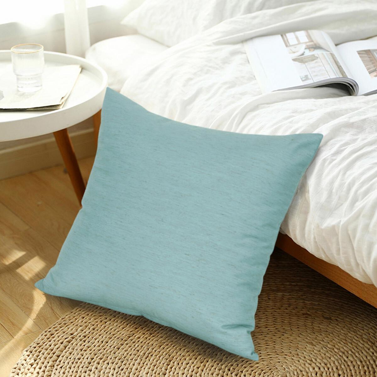 Linen Look Duck Egg Filled Cushion 44x44cm – image 2