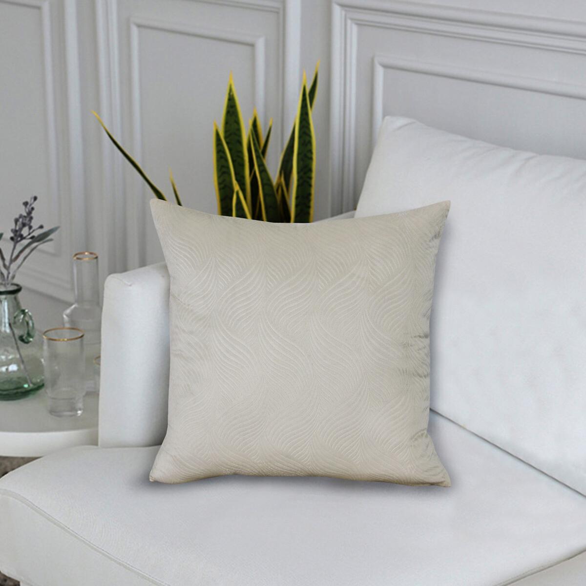 Clever Velvet Wave Embossed Cream Filled Cushion 44x44cm – image 2