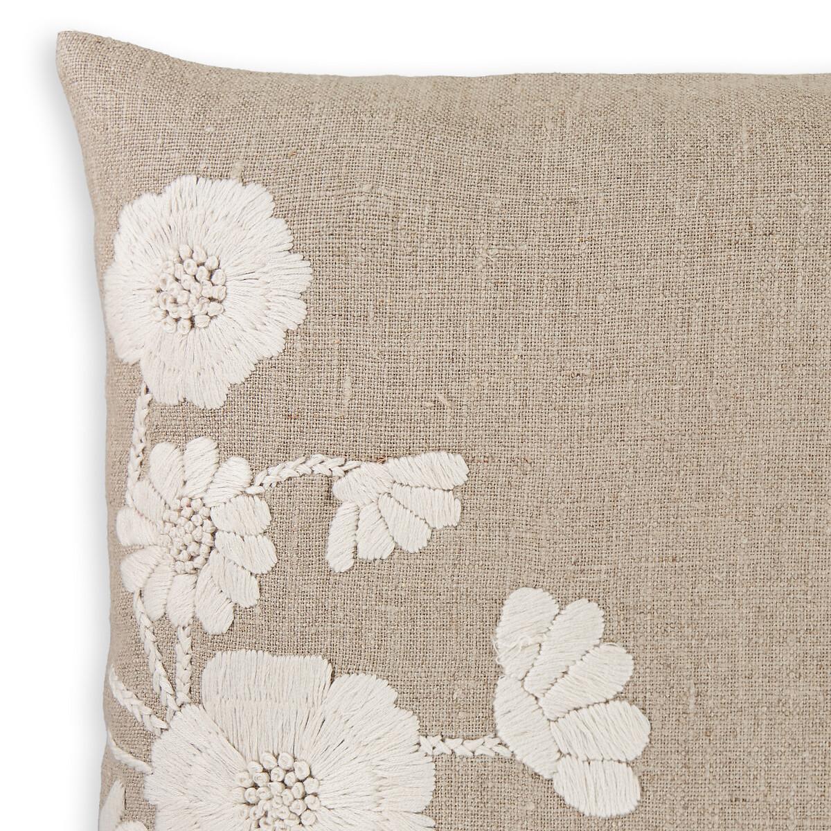 Netta Embroidered Floral Linen Cushion Cover – image 3
