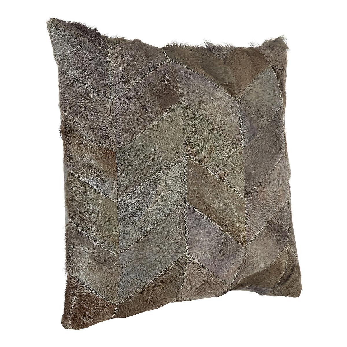 Patchwork Light Grey Leather Cushion Cover 50x50cm – image 2