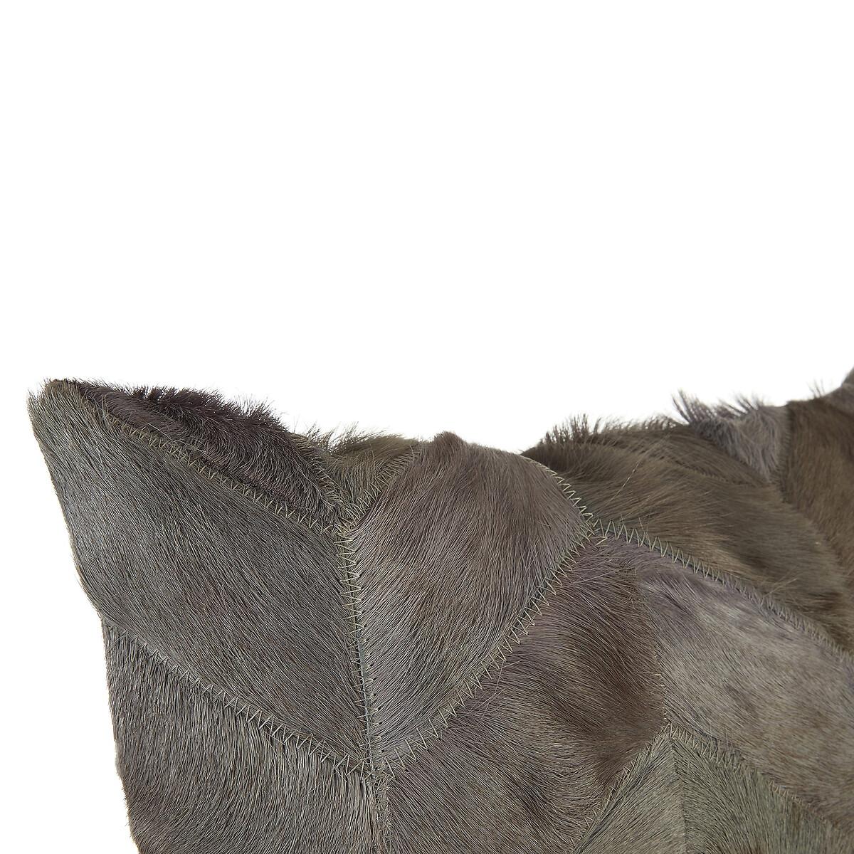Patchwork Light Grey Leather Cushion Cover 50x50cm – image 3