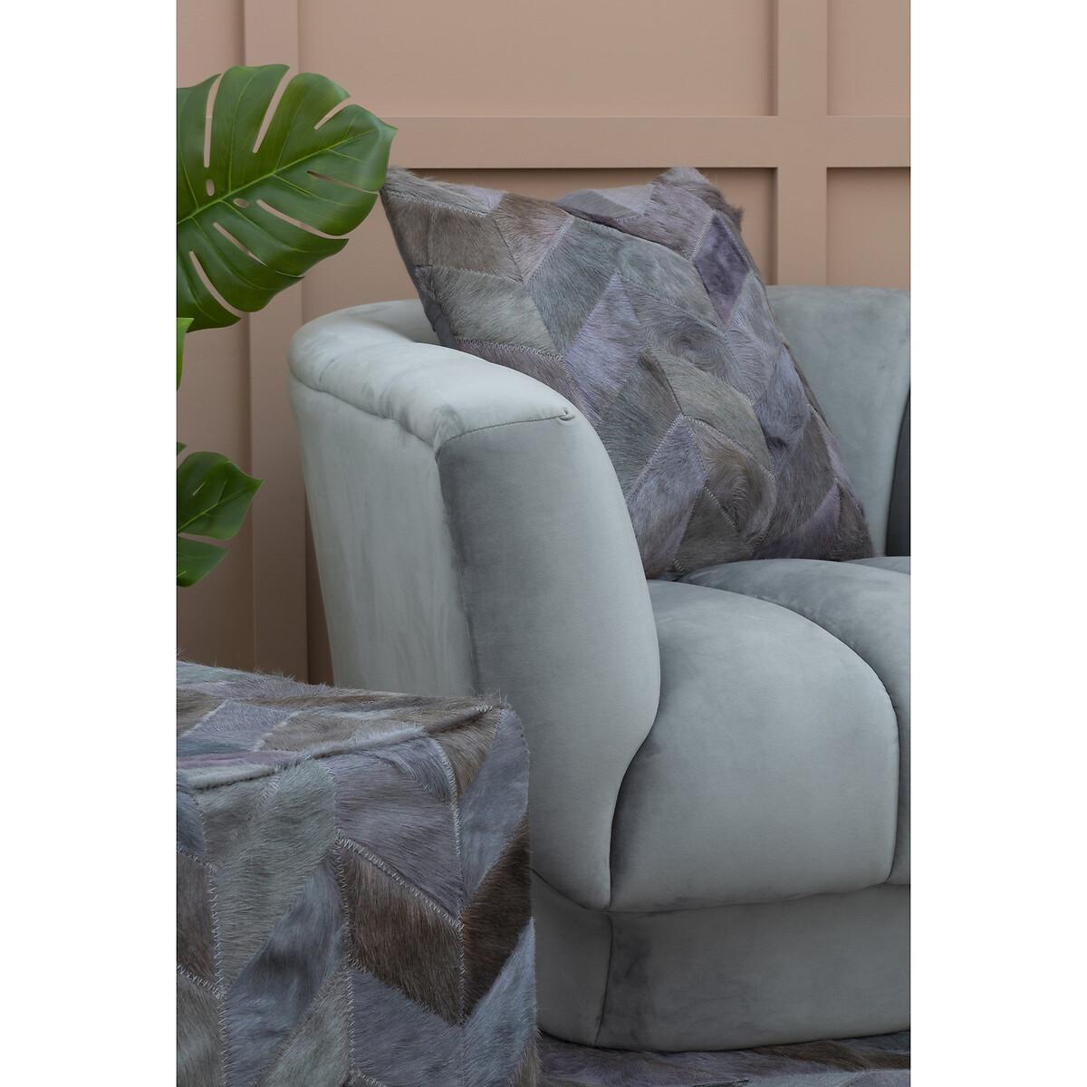 Patchwork Light Grey Leather Cushion Cover 50x50cm – image 5