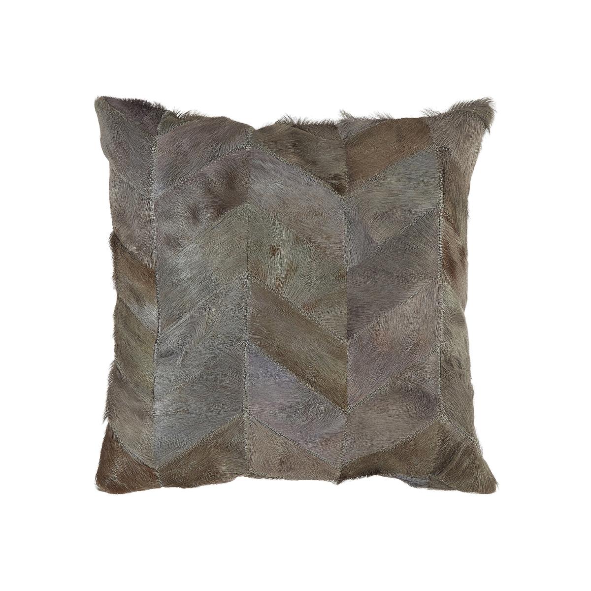 Patchwork Light Grey Leather Cushion Cover 50x50cm – image 1