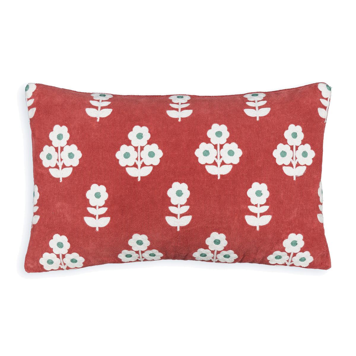 Malanis Rectangular Floral Embroidered 100% Cotton Cushion Cover – image 1