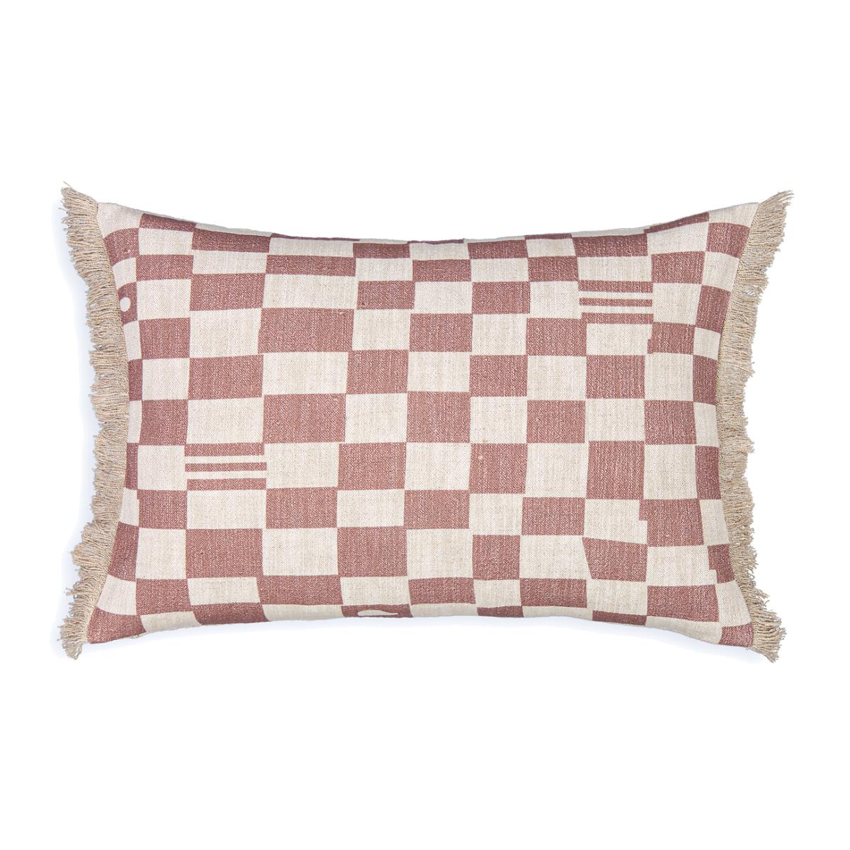 Garoya Checkerboard Linen & Cotton Cushion Cover – image 1