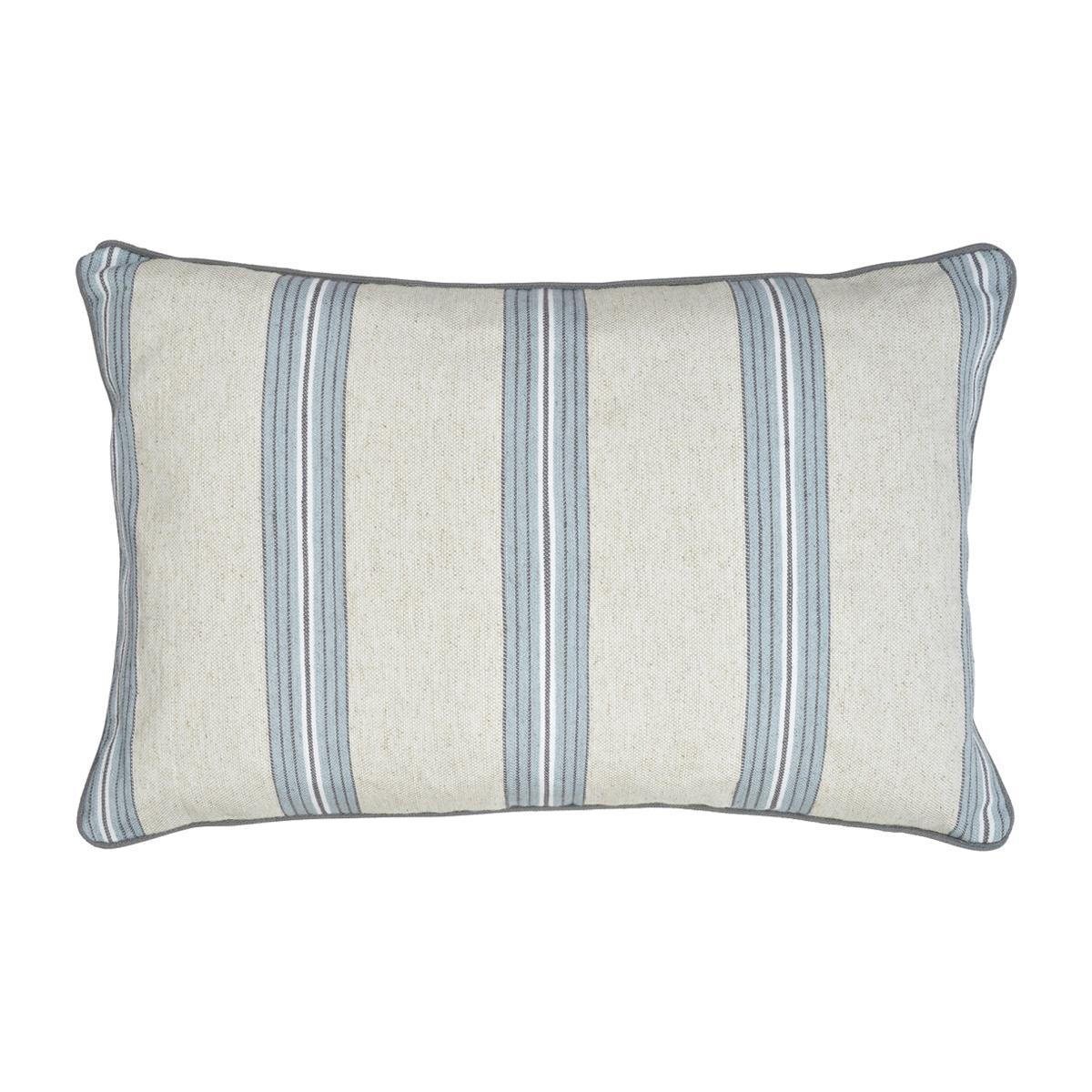 Soft Slub Linen Stripe with Cord Trim Filled Cushion 40x60cm – image 1