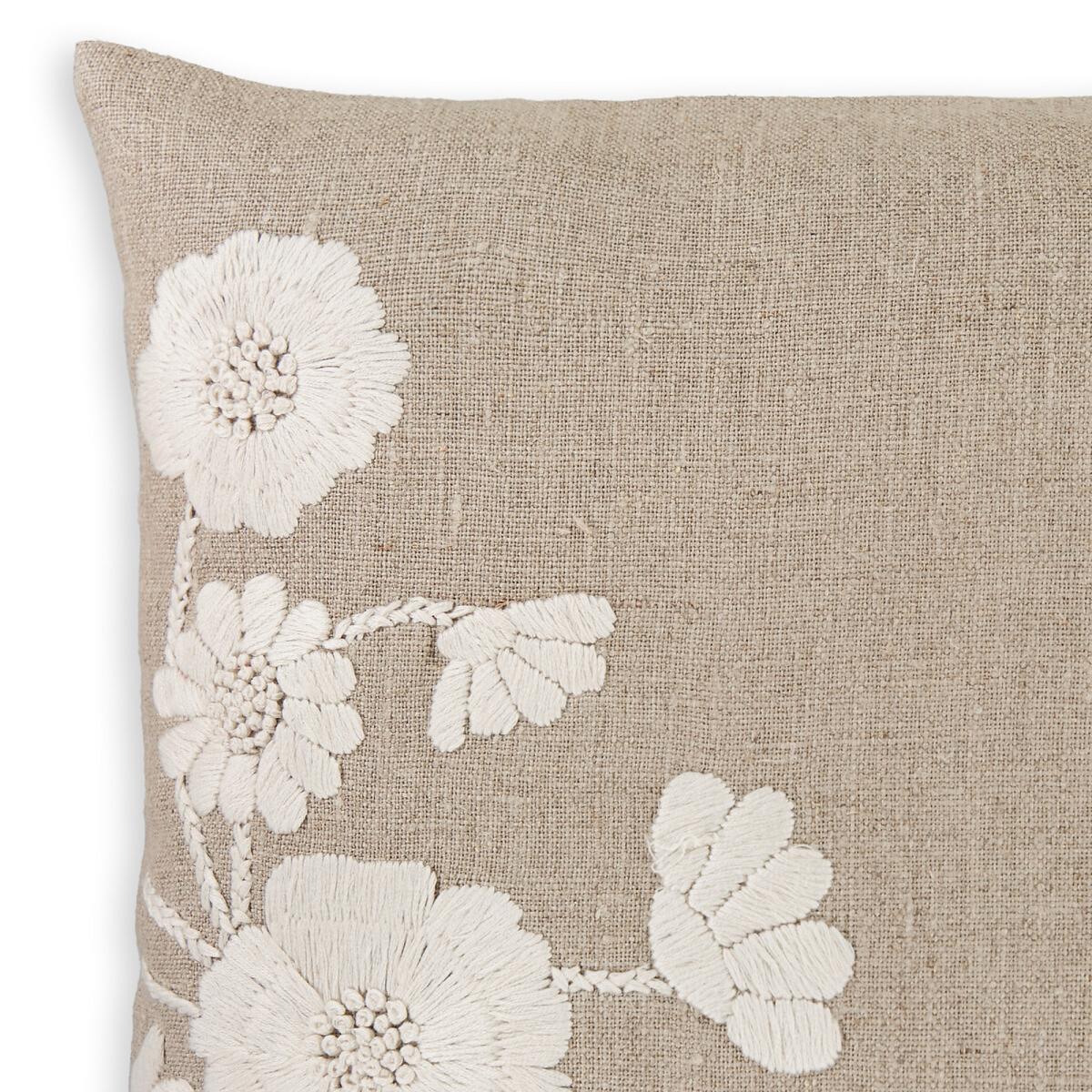 Netta Embroidered Floral Linen Cushion Cover – image 3
