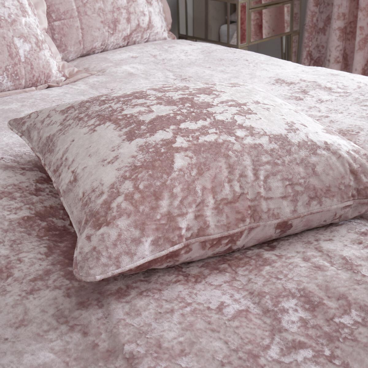 Crushed Velvet Blush Pink Filled Cushion 55X55cm – image 2
