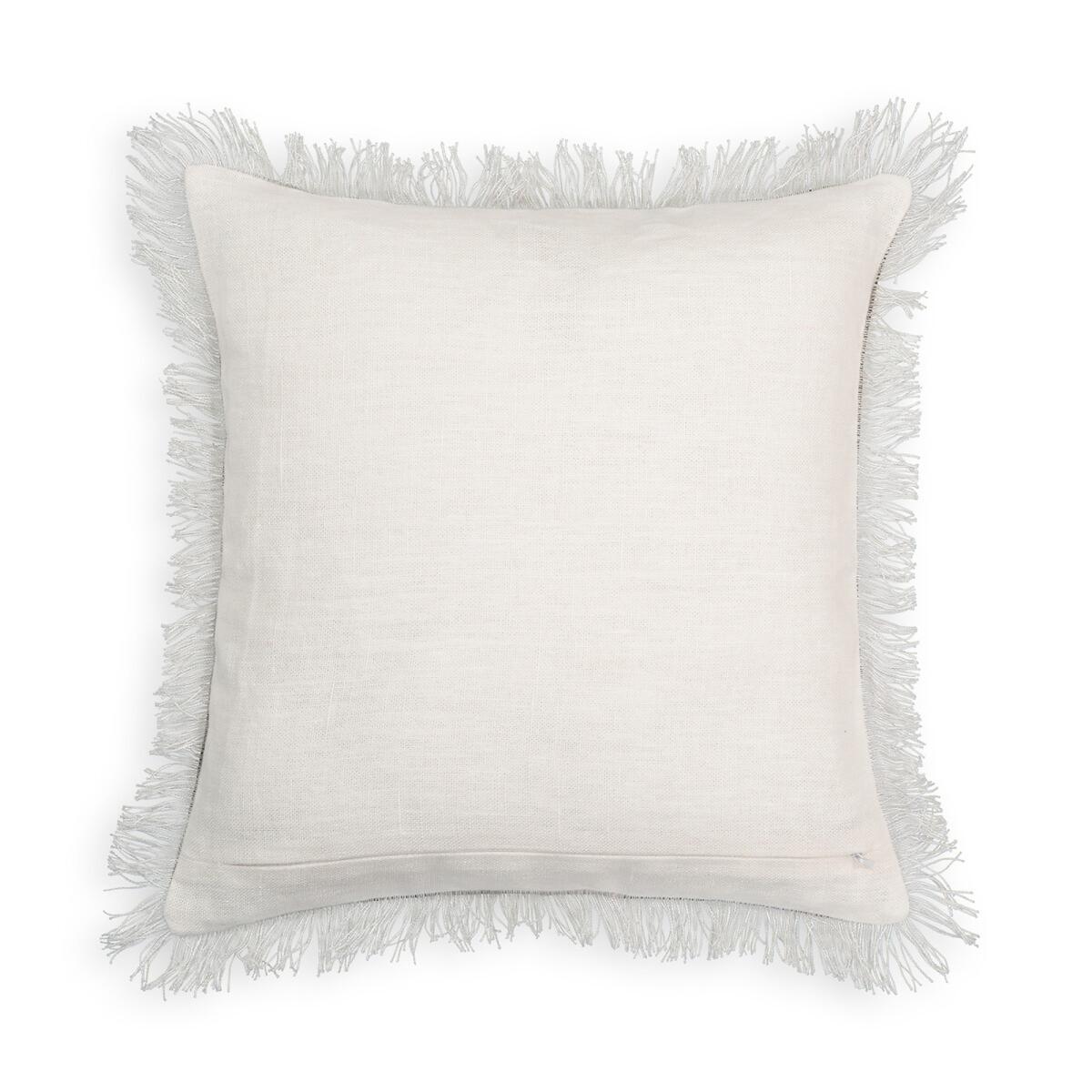 Kinabe Graphic Fringed Square 100% Linen Cushion Cover – image 2