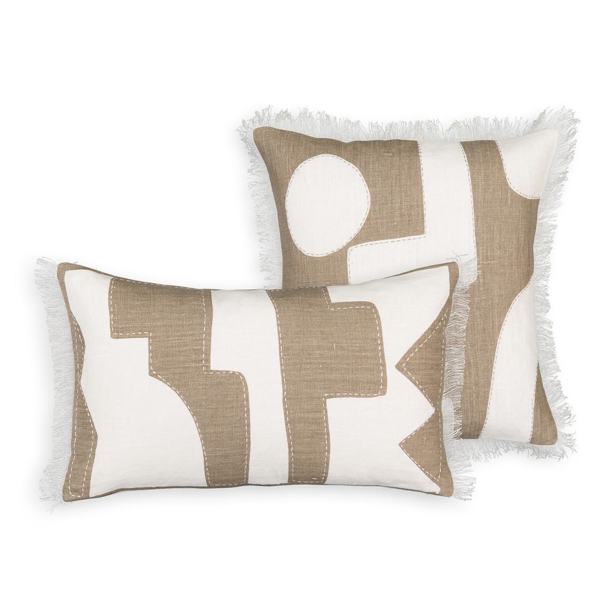 Kinabe Graphic Fringed Square 100% Linen Cushion Cover – image 3