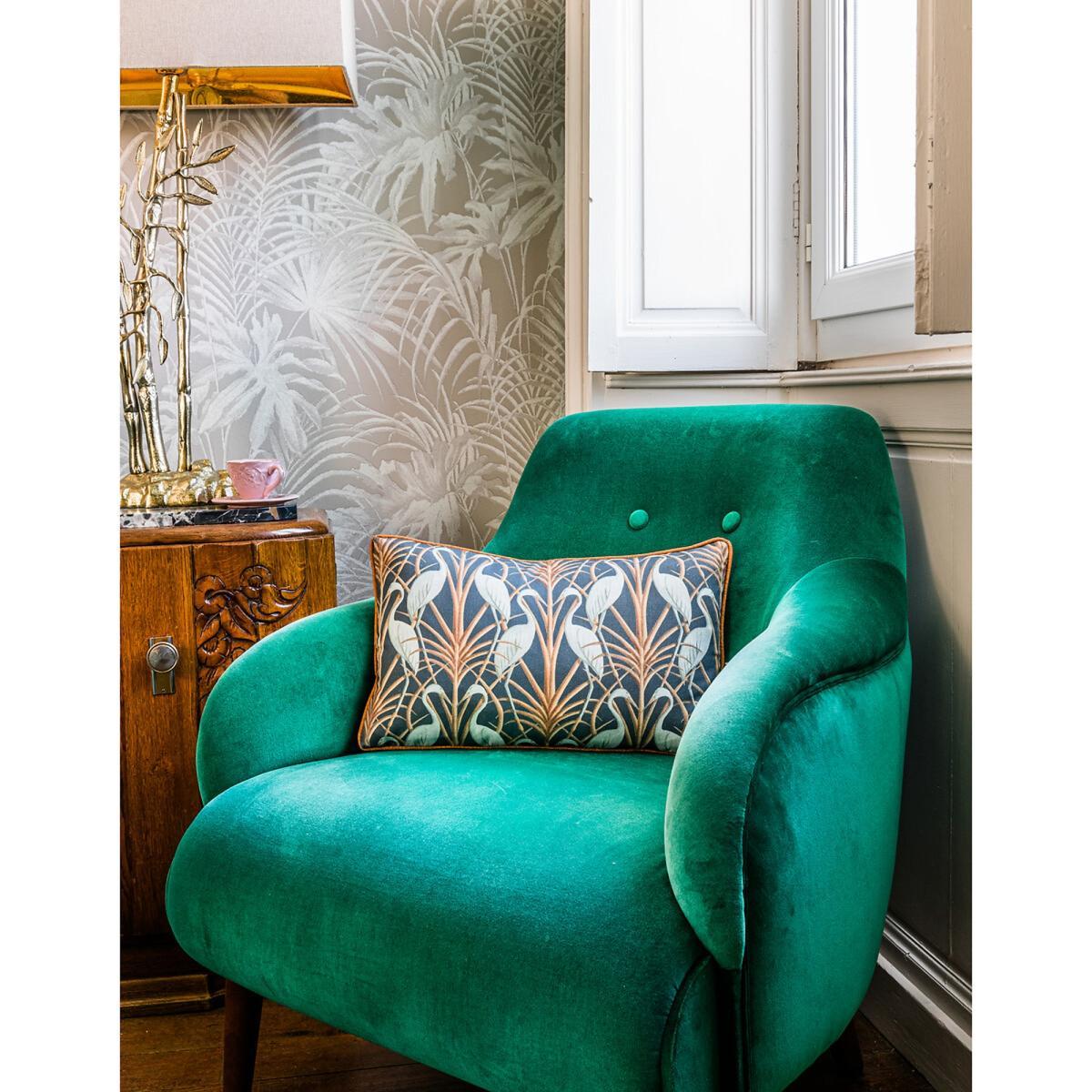 Nouveau Heron Print Filled Cushion – image 6