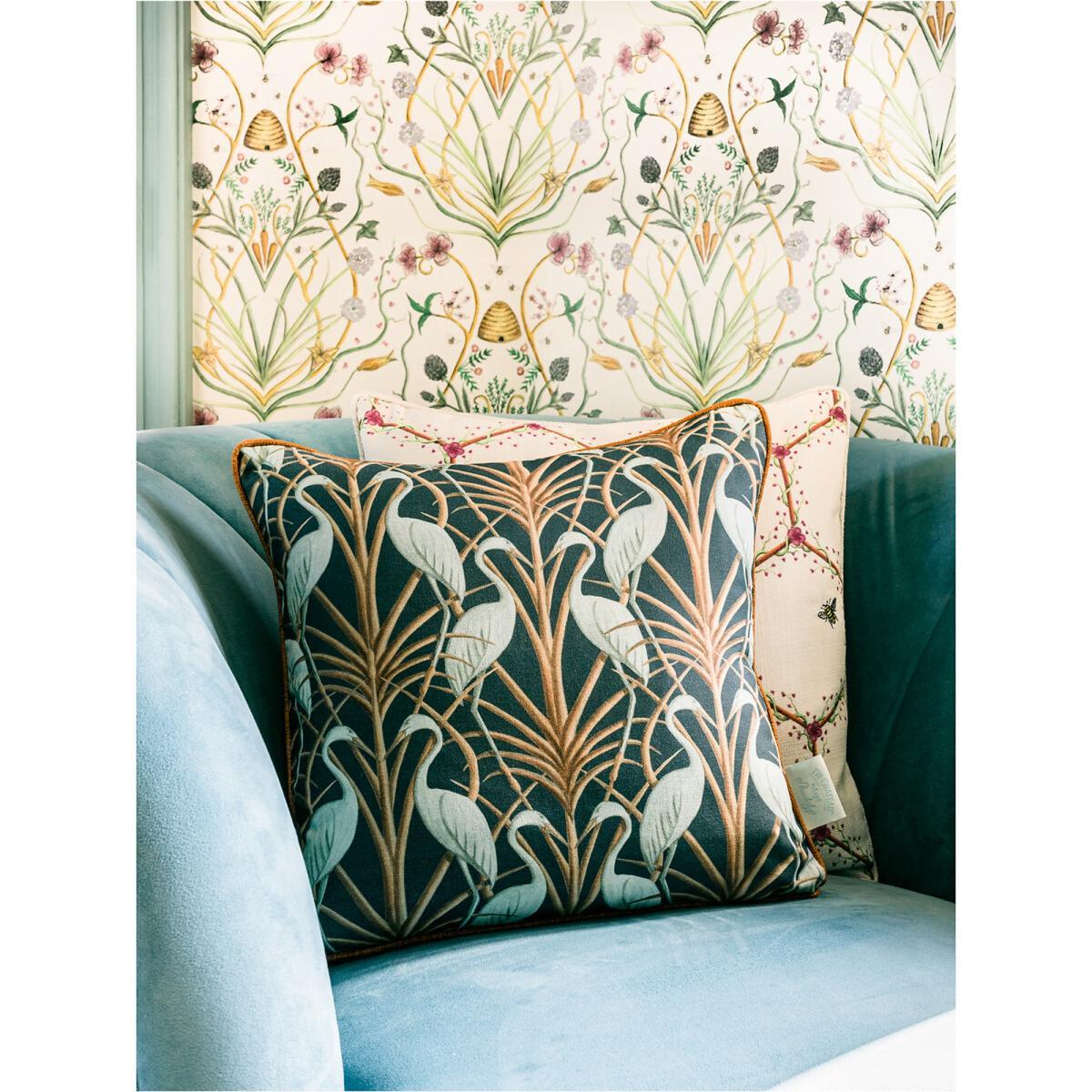 Nouveau Heron Print Filled Cushion – image 7