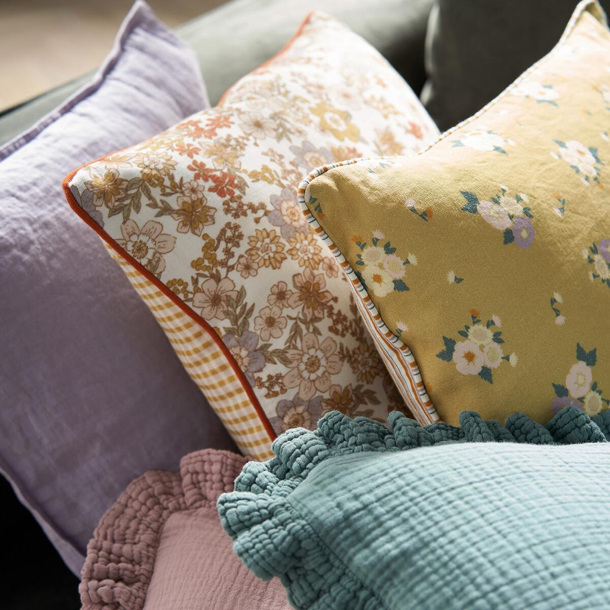 Paulette Floral Striped Linen and Cotton Square Cushion Cover – image 4