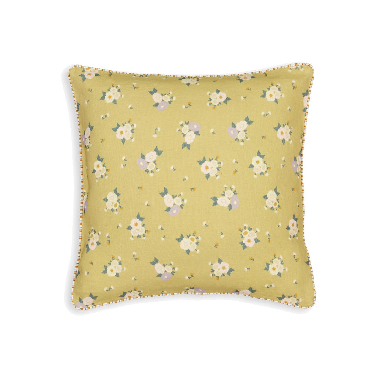 Paulette Floral Striped Linen and Cotton Square Cushion Cover – image 1