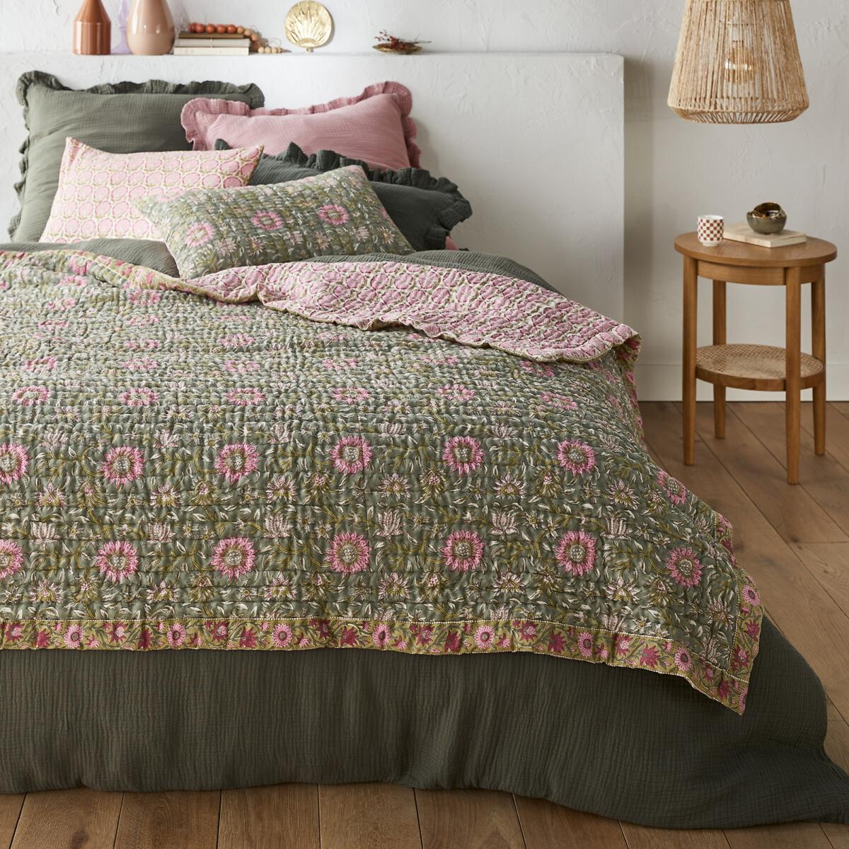 Casaluce Floral Block Print 100% Cotton Cushion Cover – image 3