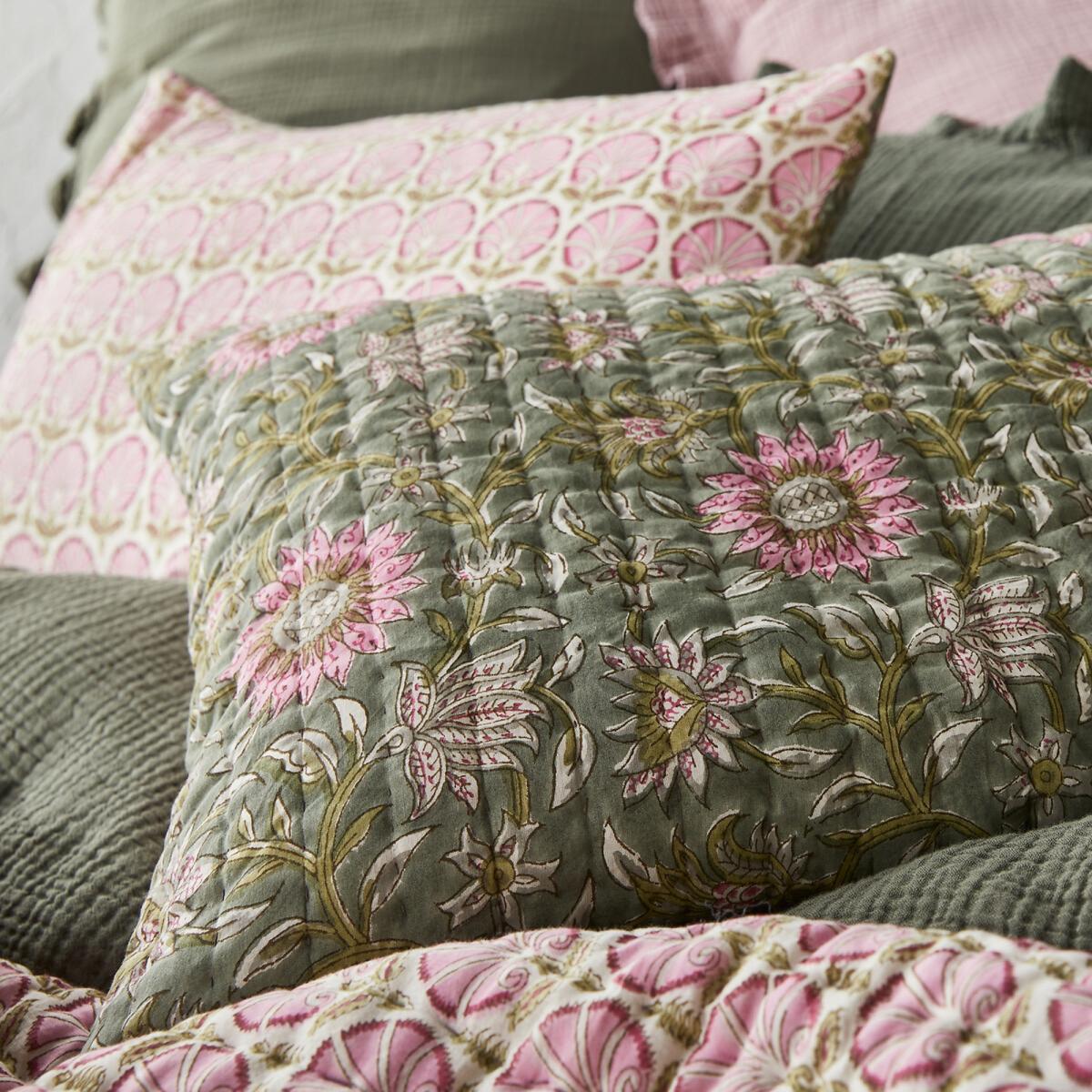 Casaluce Floral Block Print 100% Cotton Cushion Cover – image 4