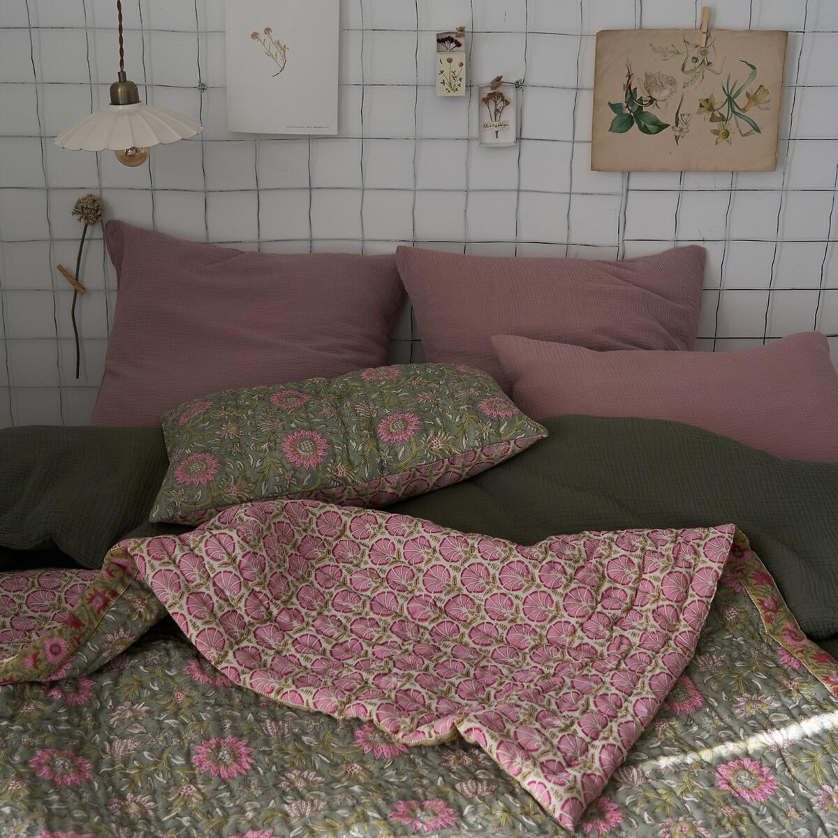 Casaluce Floral Block Print 100% Cotton Cushion Cover – image 5
